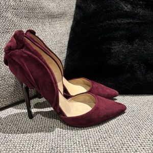 Elegant Burgundy Suede Women's Heels